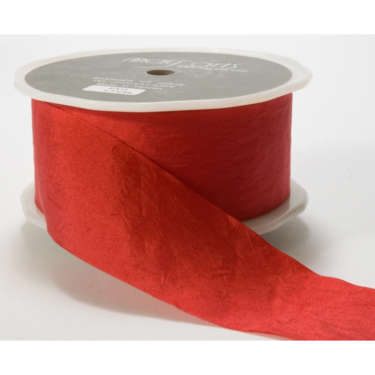 May Arts Ribbon | 1.5 Inch Faux Silk Wrinkled Ribbon | Red
