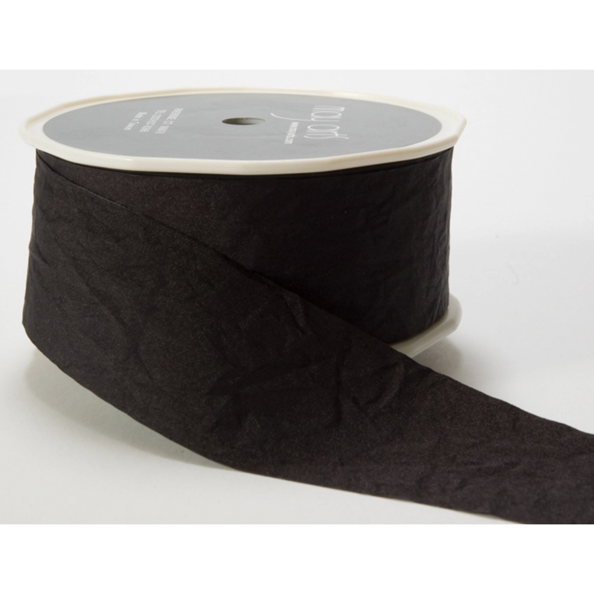 May Arts Ribbon | 1.5 Inch Faux Silk Wrinkled Ribbon | Black