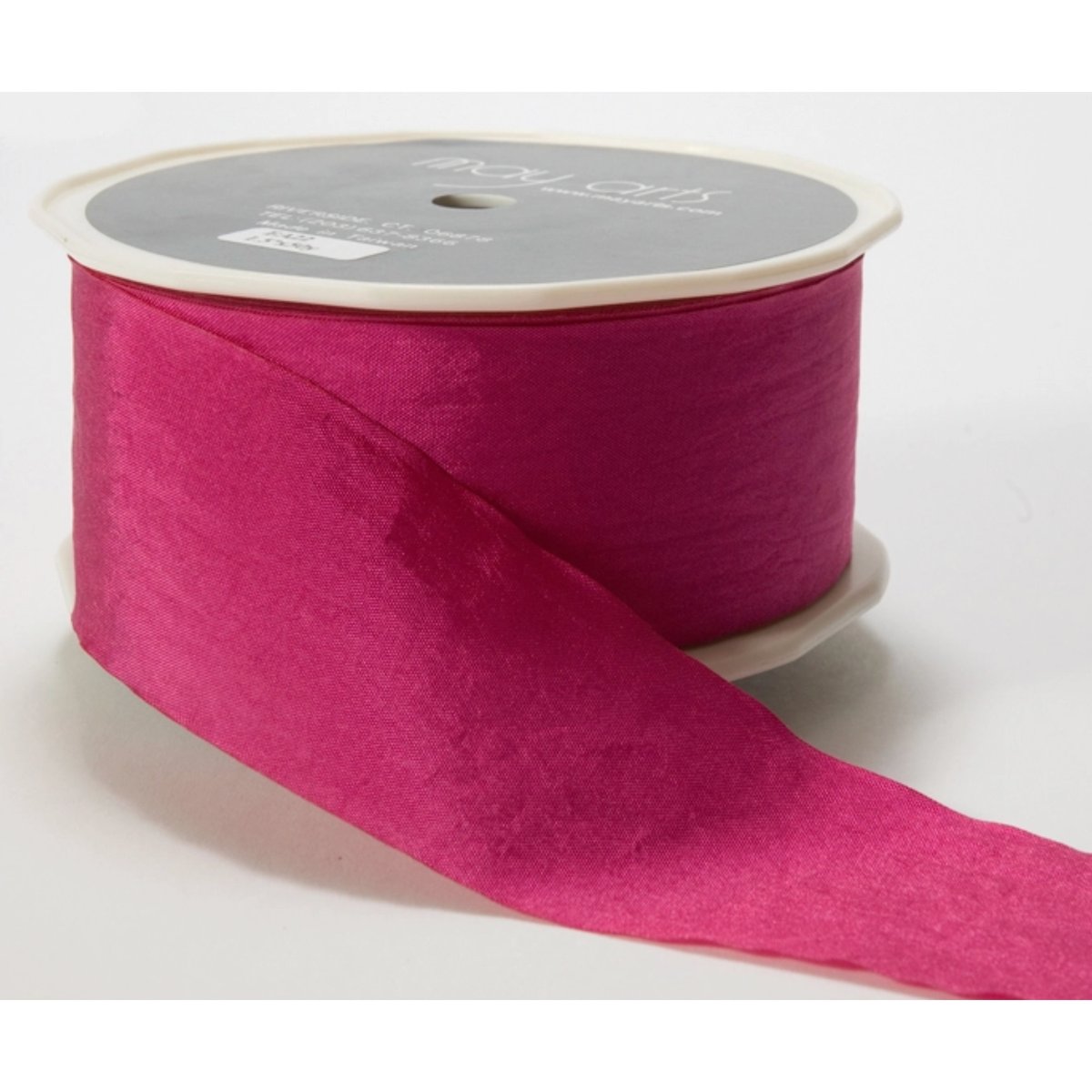 May Arts Ribbon | 1.5 Inch Faux Silk Wrinkled Ribbon | Fuchsia Pink
