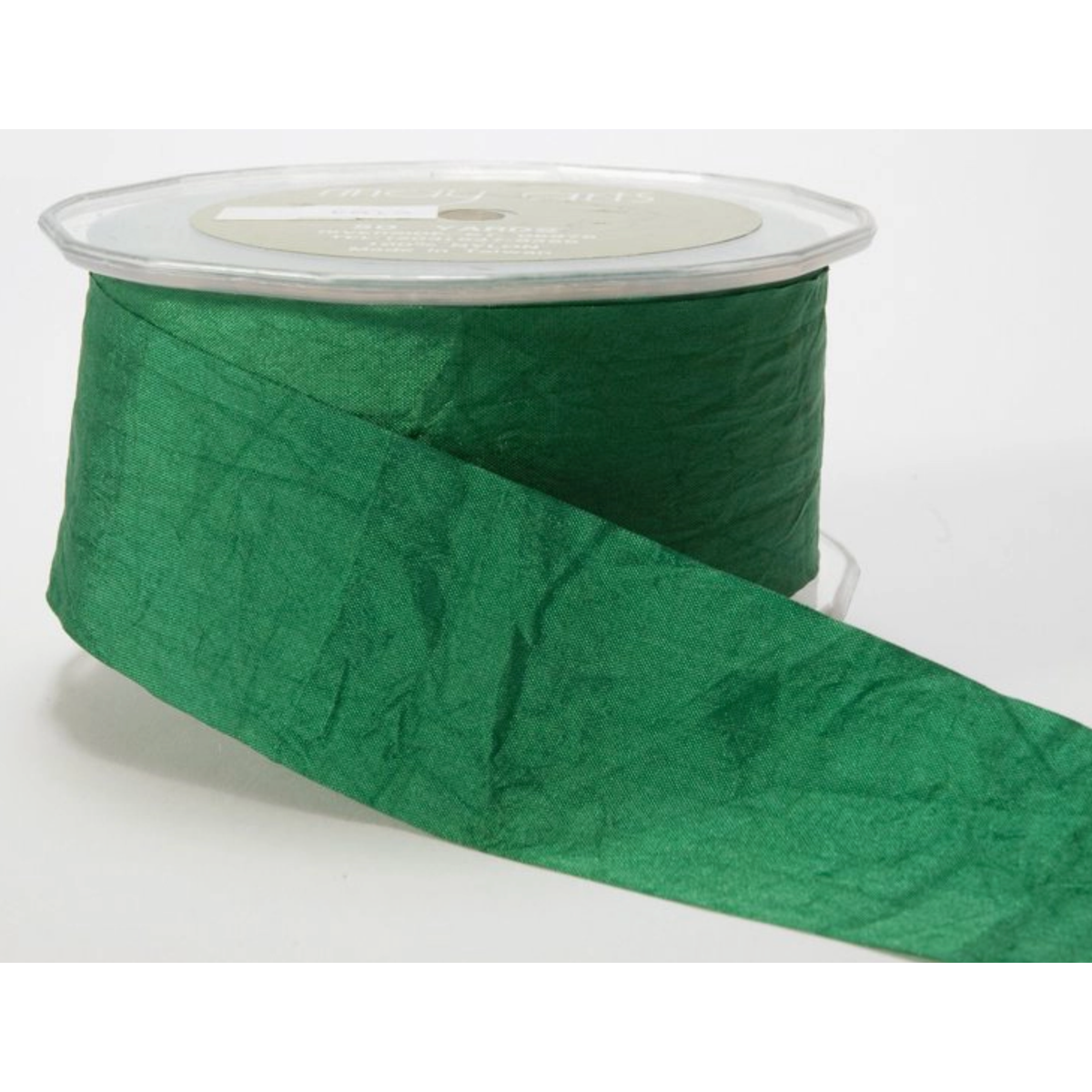 May Arts Ribbon | 1.5 Inch Faux Silk Wrinkled Ribbon | Green
