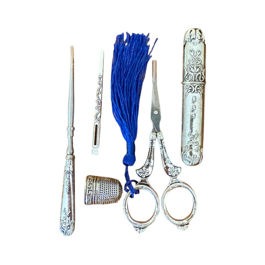 Vintage Style Sewing Set Silver