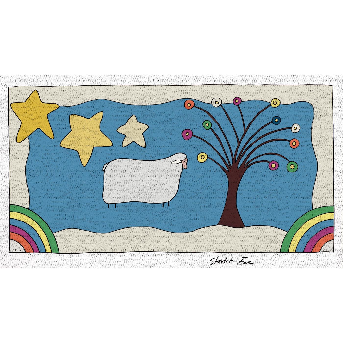 Payton's Primitives Rug Hooking Pattern - Starlit Ewe
