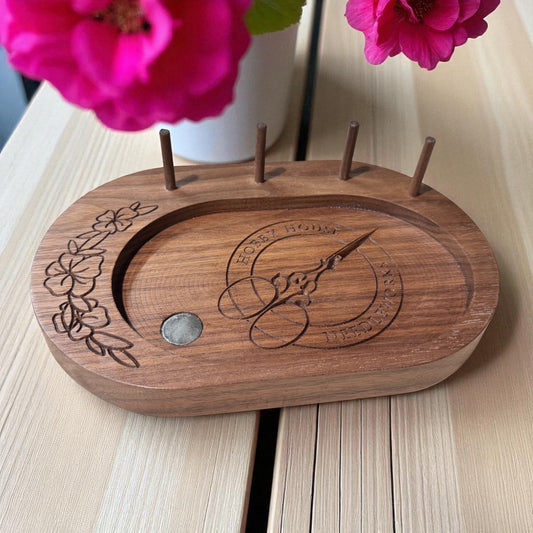 Keller Krafted | Hobby House Needleworks Needle, Thread & Scissor Tray - Walnut