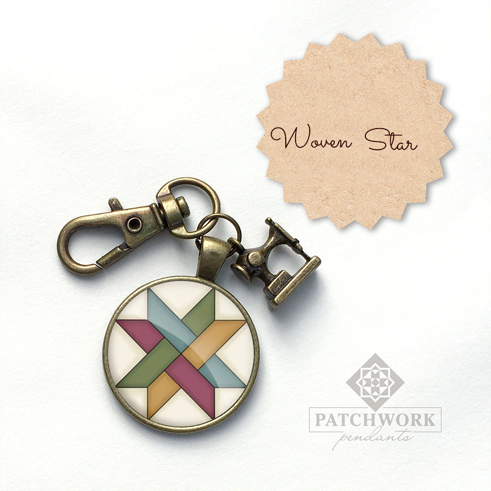 Patchwork Pendants | Woven Star Quilt Scissor Fob