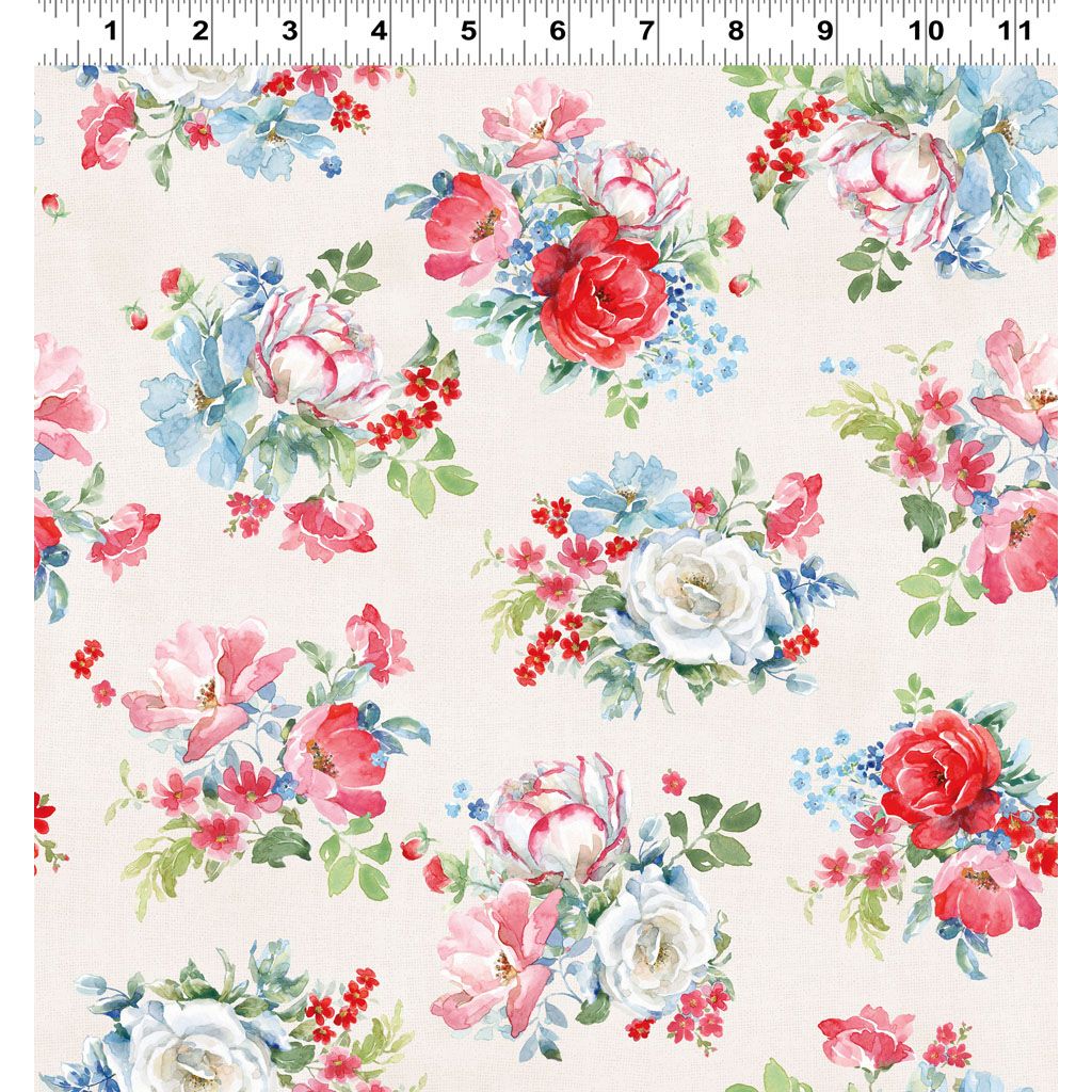 Americana ~ Tossed Bouquets ~ Y4772-2 Light Cream