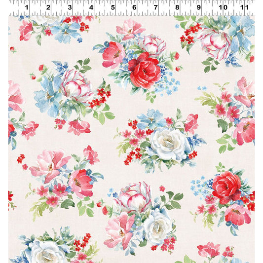 Americana ~ Tossed Bouquets ~ Y4772-2 Light Cream