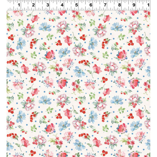 Americana ~ Medium Floral ~ Y4774-2 Light Cream