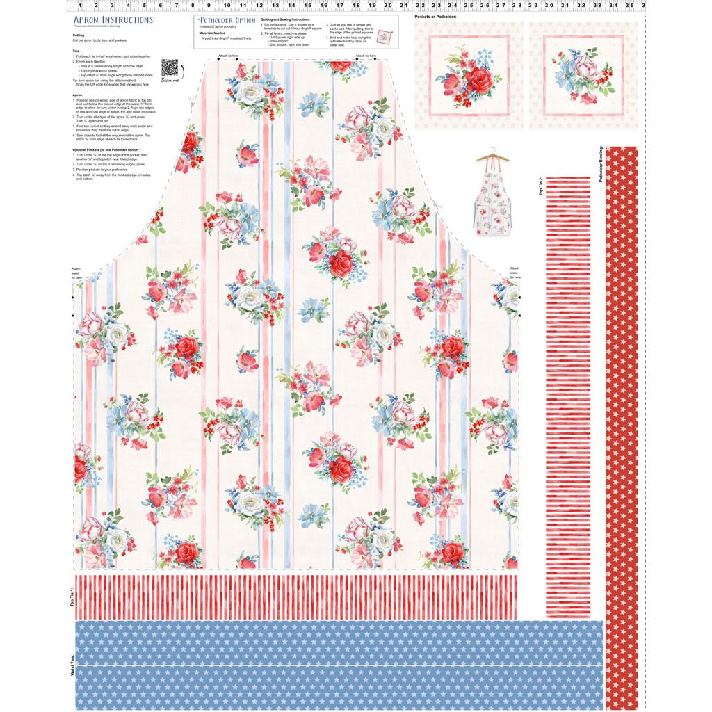 Americana ~36" Canvas Apron Panel ~ Y4777-2 Light Cream