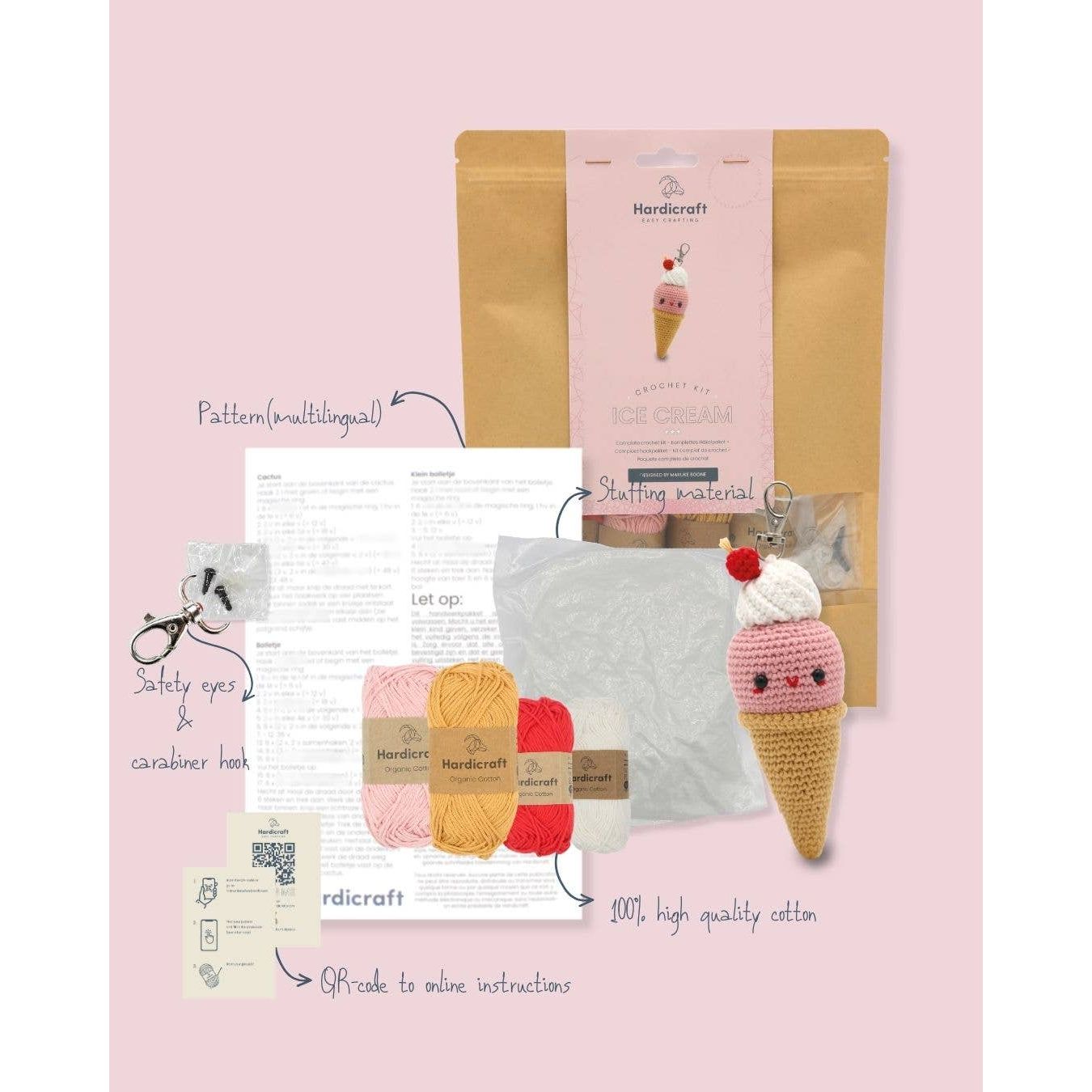 Hardicraft | Crochet Kit - Ice Cream Bag Charm
