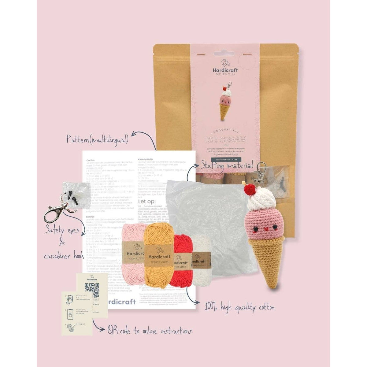 Hardicraft | Crochet Kit - Ice Cream Bag Charm