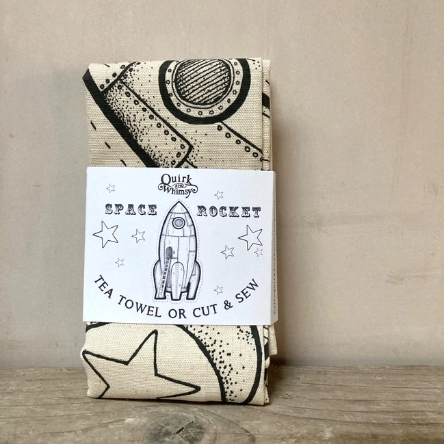 Quirk and Whimsey | Cut & Sew Tea Towel - Space Rocket