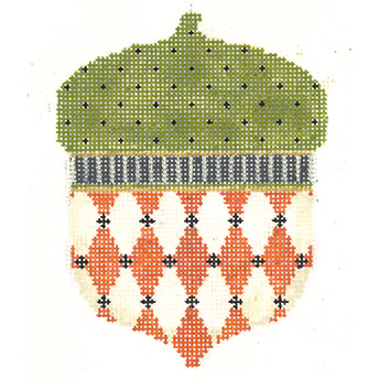 Kelly Clark | Orange Harlequin Acorn Needlepoint Canvas