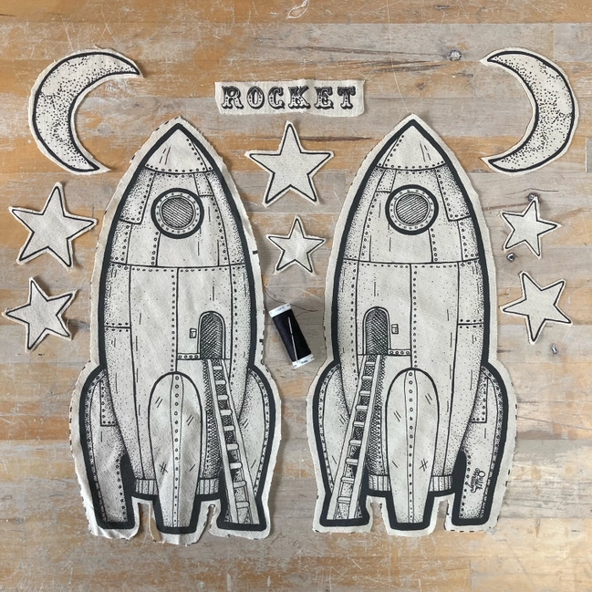 Quirk and Whimsey | Cut & Sew Tea Towel - Space Rocket