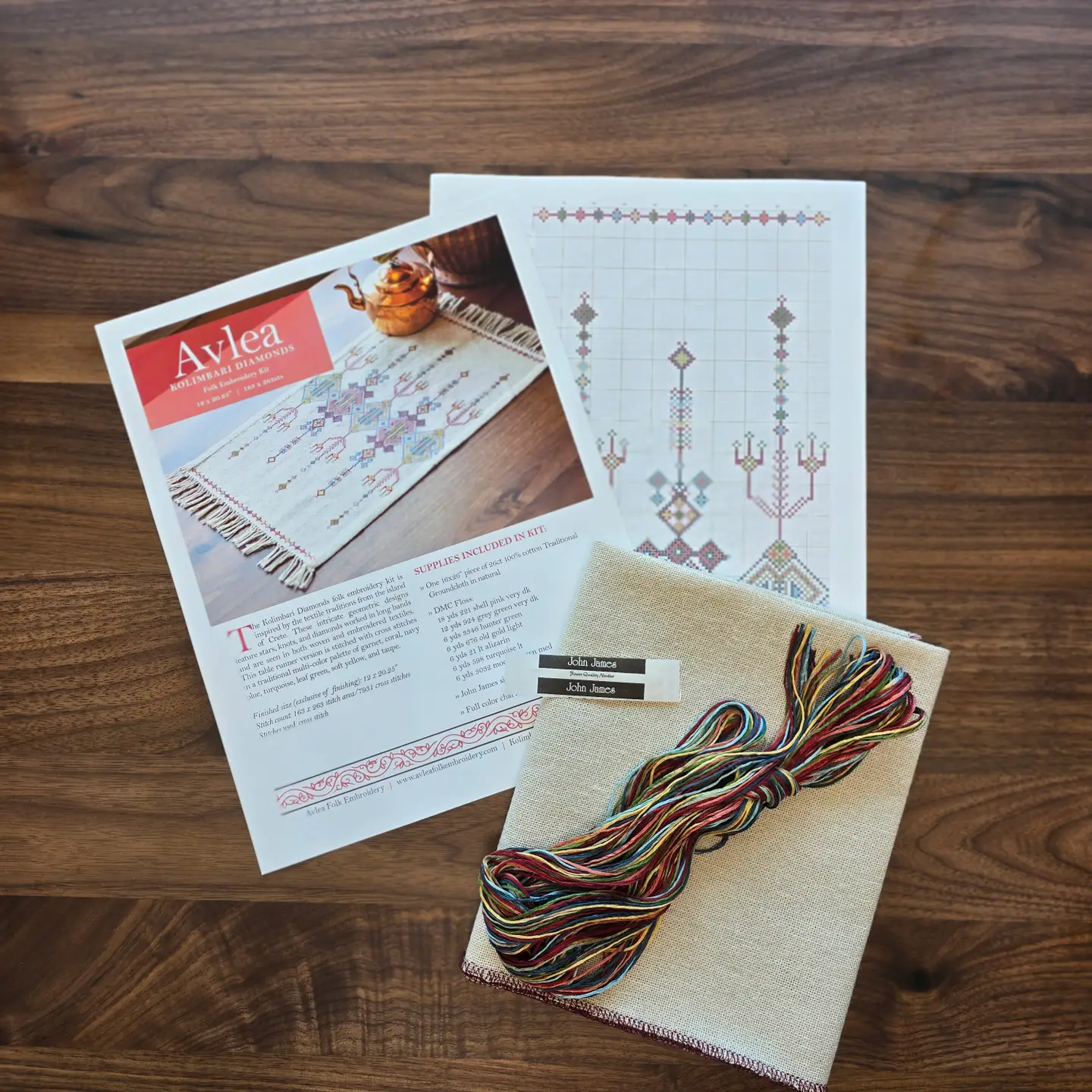 Avlea Folk Embroidery | Kolimbari Diamonds Cross Stitch Kit