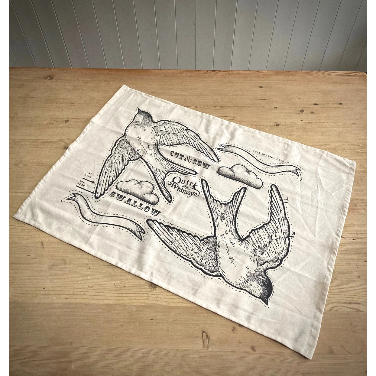 Quirk and Whimsey | Cut & Sew Tea Towel - Swallow