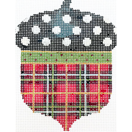 Kelly Clark | Christmas Plaid Acorn Needlepoint Canvas