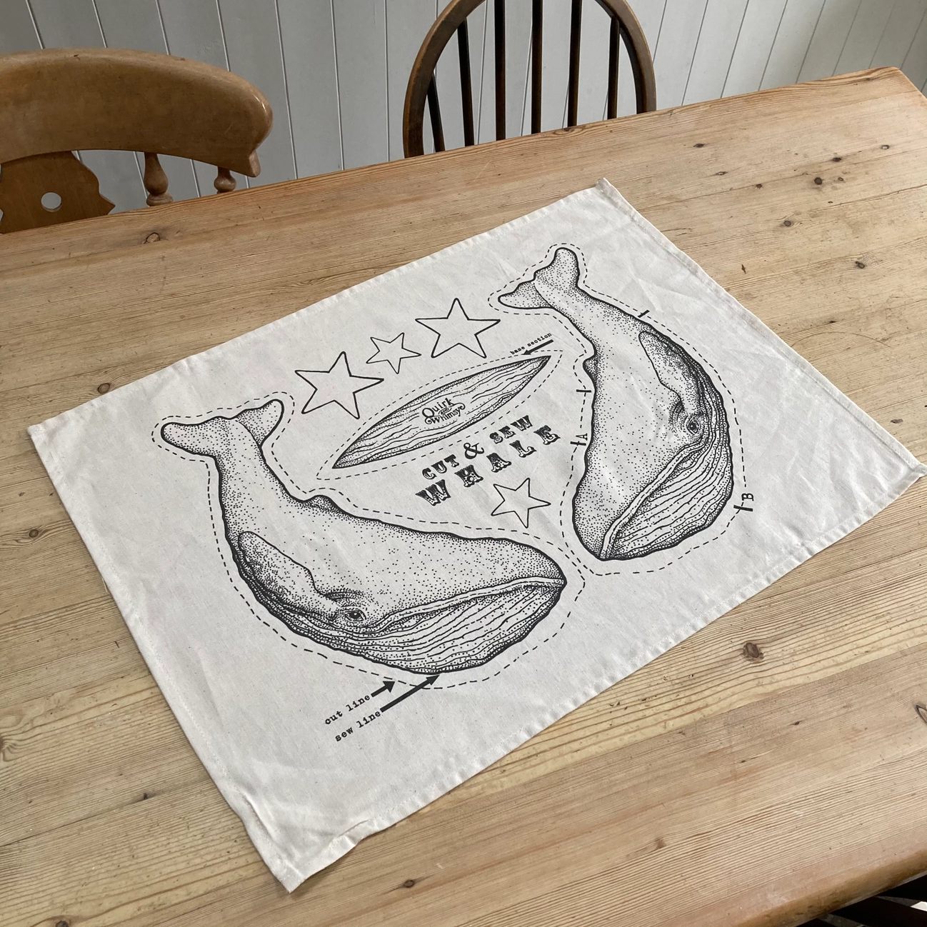 Quirk and Whimsey | Cut & Sew Tea Towel - Whale