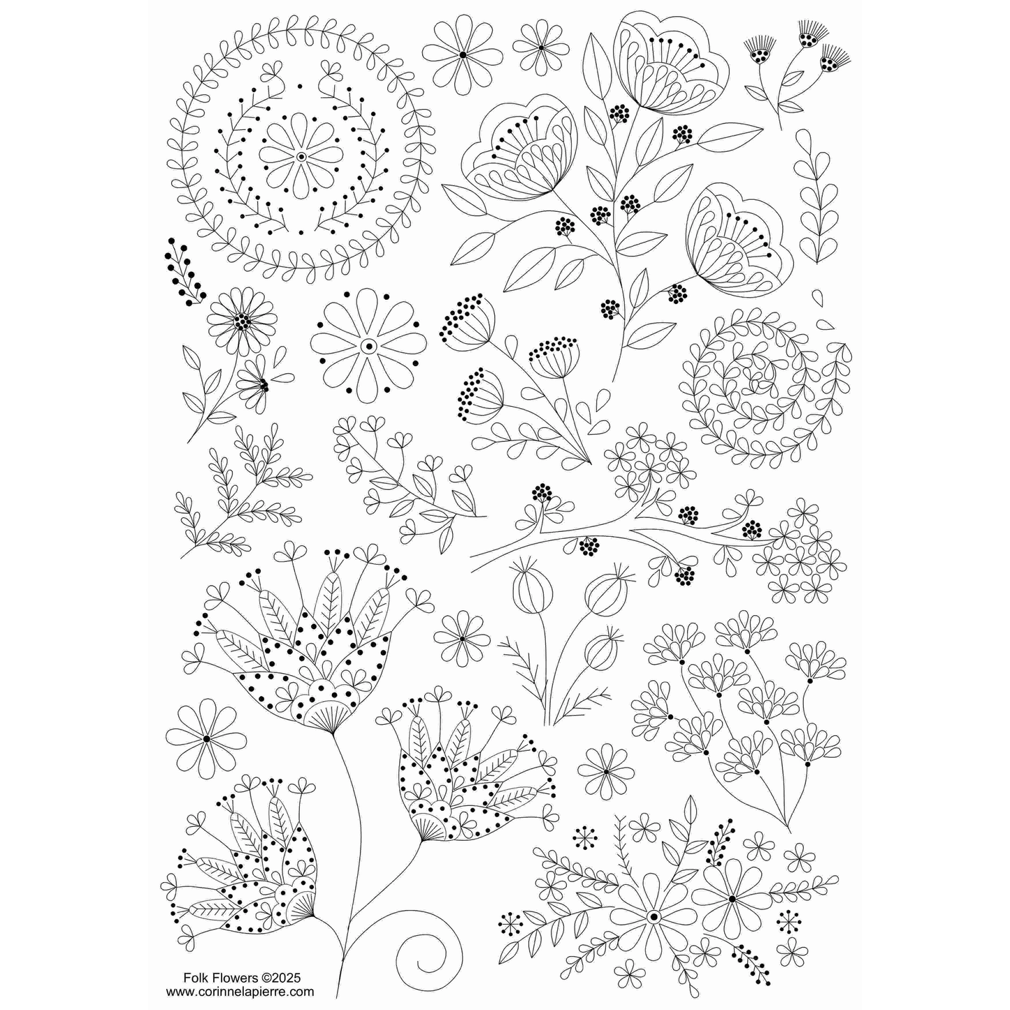 Corrine Lapierre | Stick and Stitch Embroidery - Folk Flowers