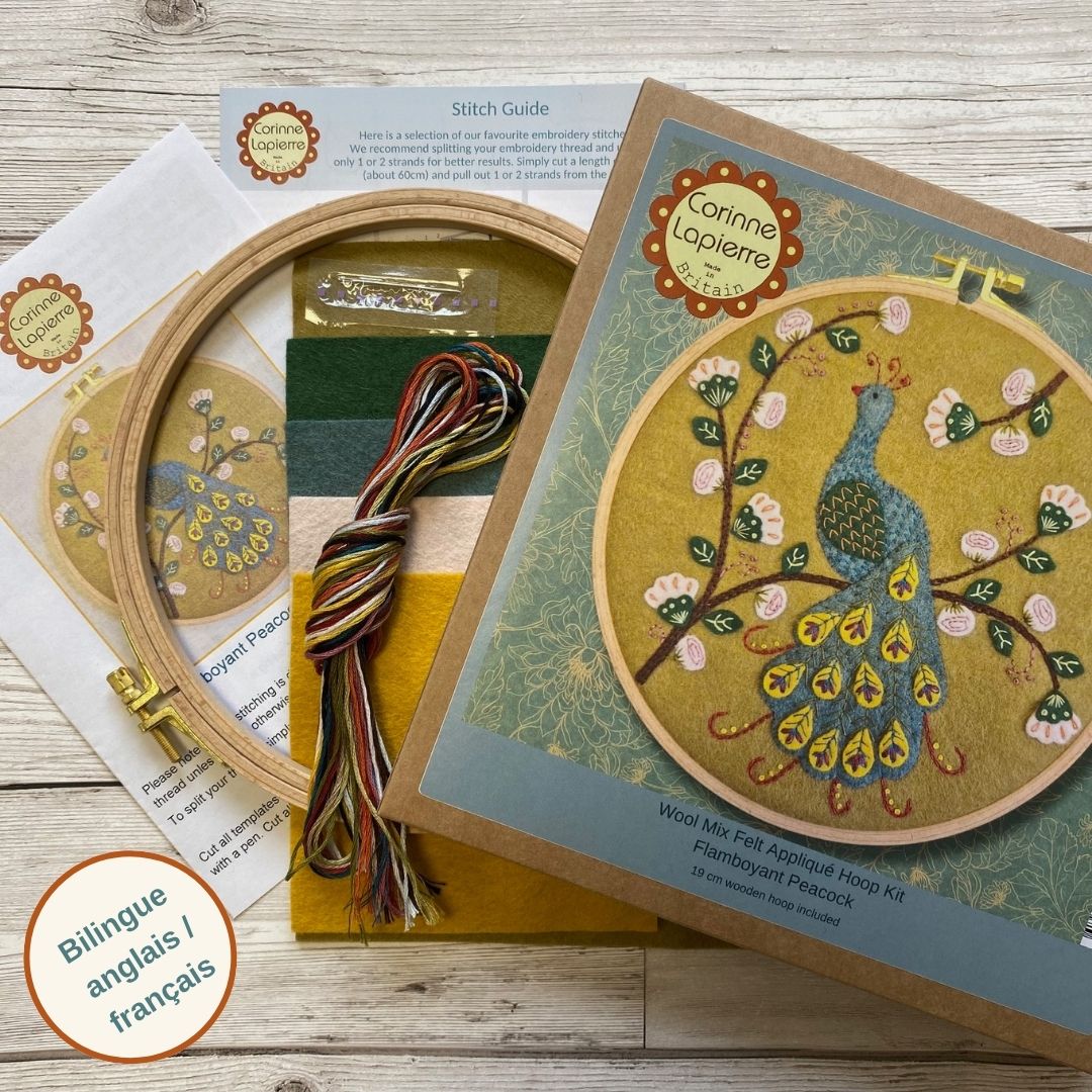 Corrine Lapierre | Flamboyant Peacock Appliqué Hoop Craft Kit