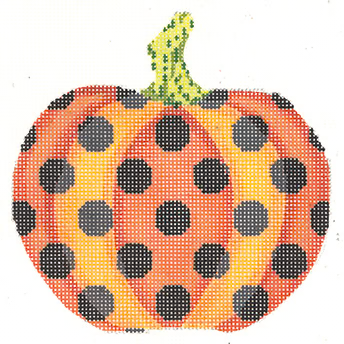 Kelly Clark | Haunted Polka Dots Pumpkin Needlepoint Canvas