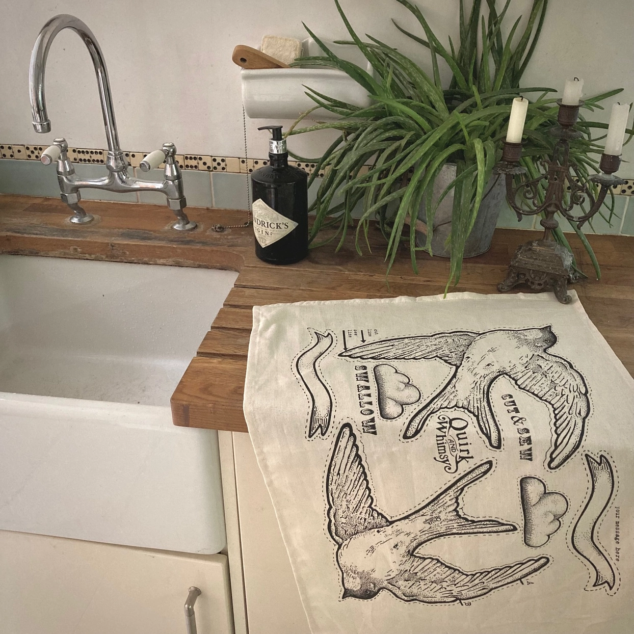 Quirk and Whimsey | Cut & Sew Tea Towel - Swallow