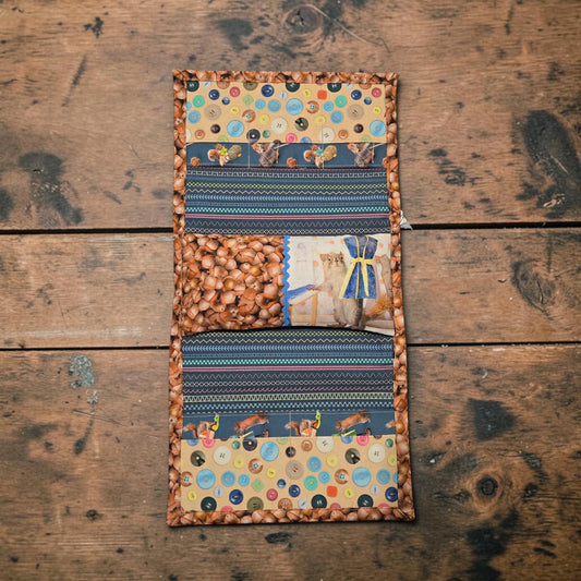 Designed by Cheri | Arm Rest Stitching Caddy Featuring Secret Life of Squirrels IV Fabrics