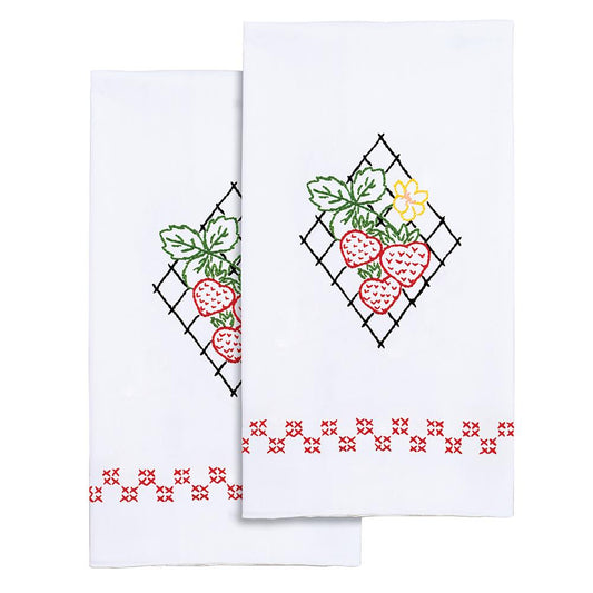 Stamped Decorative Hand Towels ~ Strawberries