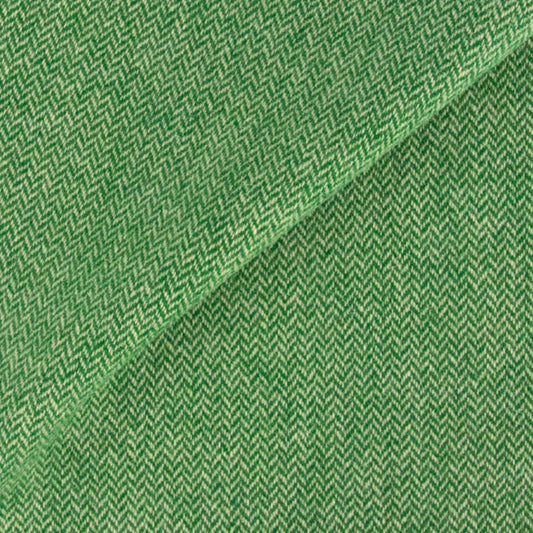 Dorr Mill ~ #1622  Kelly Green + Natural  Herringbone Wool Fabric