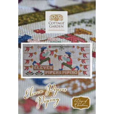 Cottage Garden Samplings ~ 12 Days of Christmas - Eleven Pipers Piping Pattern