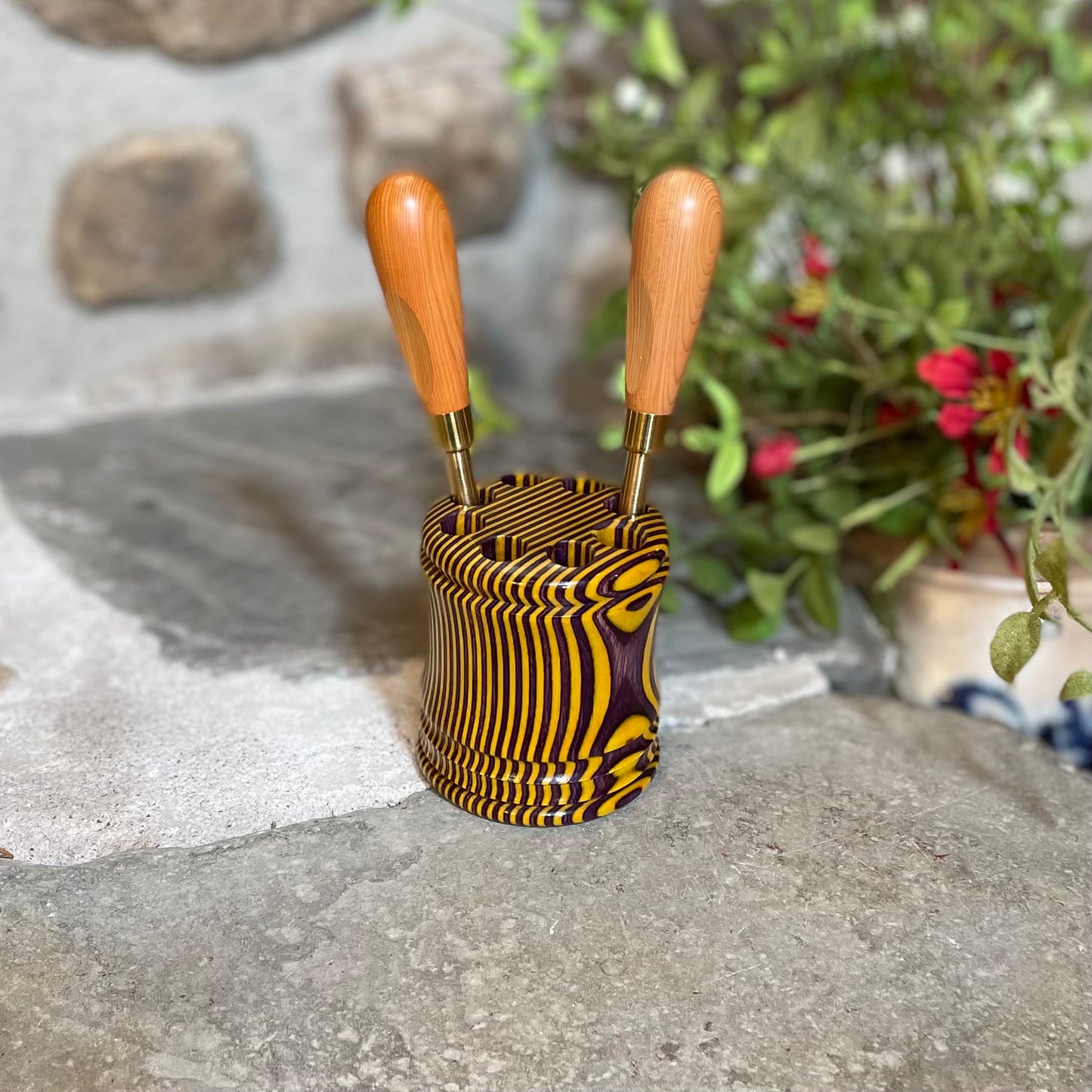 Hand-Turned Exotic Wood Tool Holder