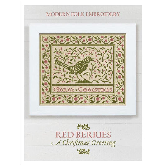 Modern Folk Embroidery ~ Red Berries ~ A Christmas Greeting Pattern