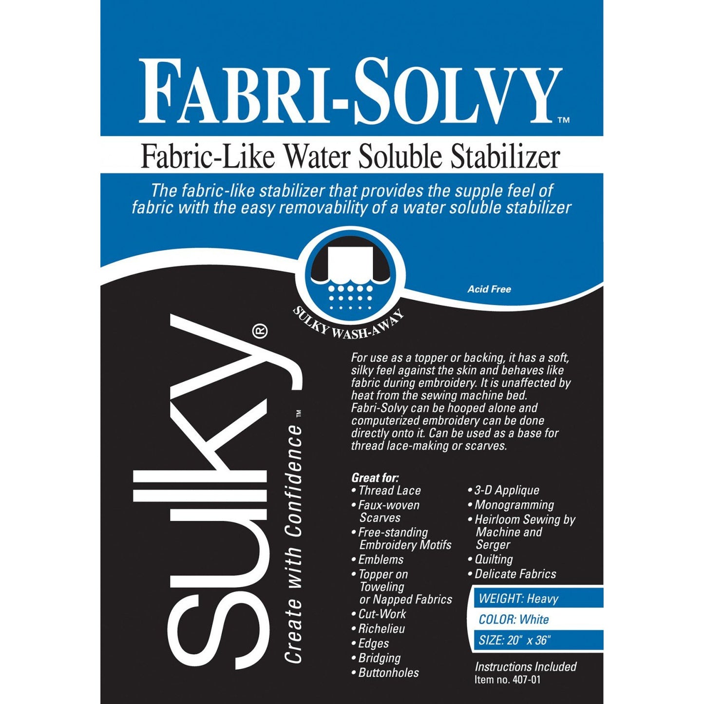 Sulky Paper Solvy: Water Soluble Stabilizer - 12 sheets at 8-1/2