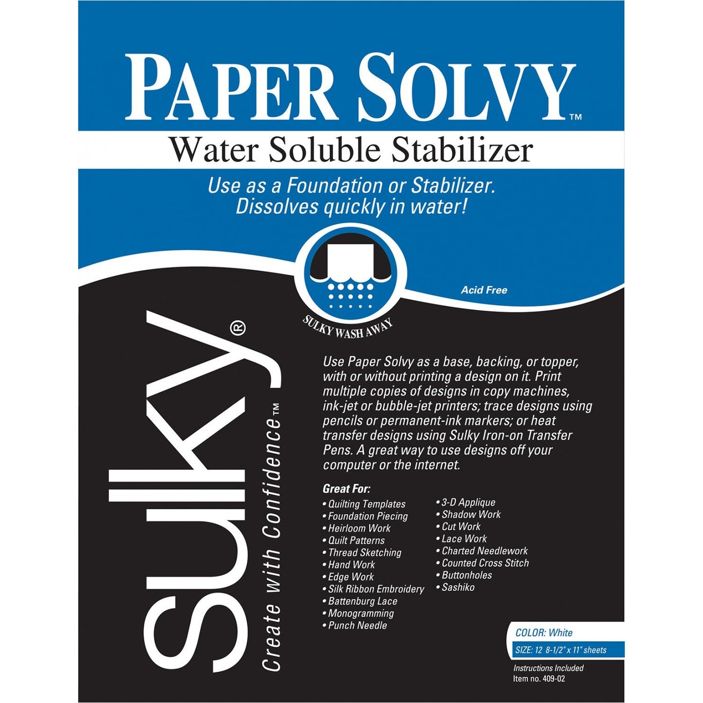 Paper Solvy ~ Water Soluble Stabilizer