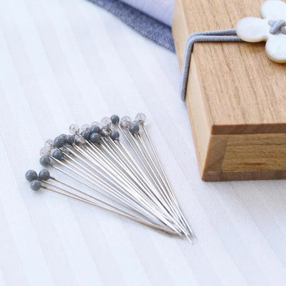 Coahana Glass Sewing Pins in a Cherry Wood Box