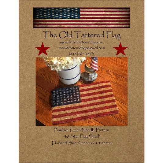 Old Tattered Flag ~ 48 Star Flag Small Punch Needle Pattern
