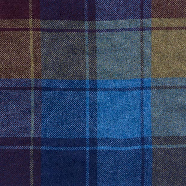 Dorr Mill ~ #5218 Large Repeat Plaid Maroons, Blue, Gold Wool Fabric