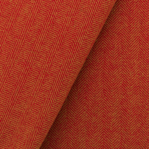 Dorr Mill ~ #5519 Gold & Red Herringbone Wool Fabric