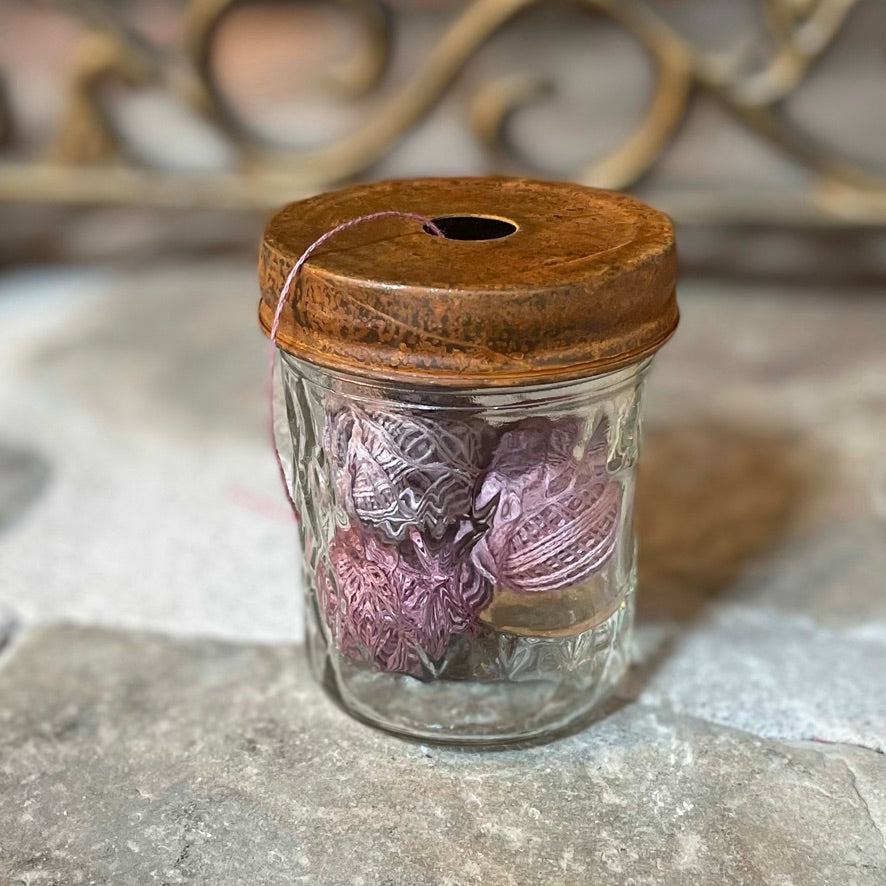 Primitive Mason Jar Thread Holder ~ Large
