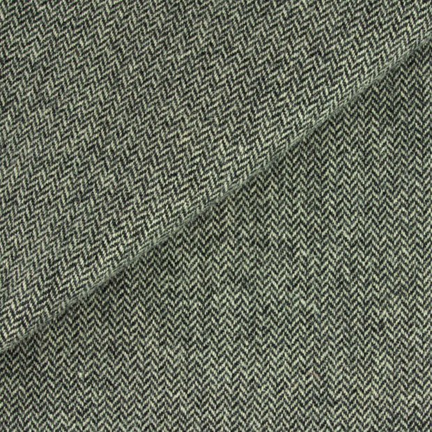 Dorr Mill ~ #6820 Black & Natural Skinny Herringbone Wool Fabric
