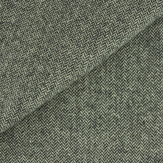 Dorr Mill ~ #6820 Black & Natural Skinny Herringbone Wool Fabric