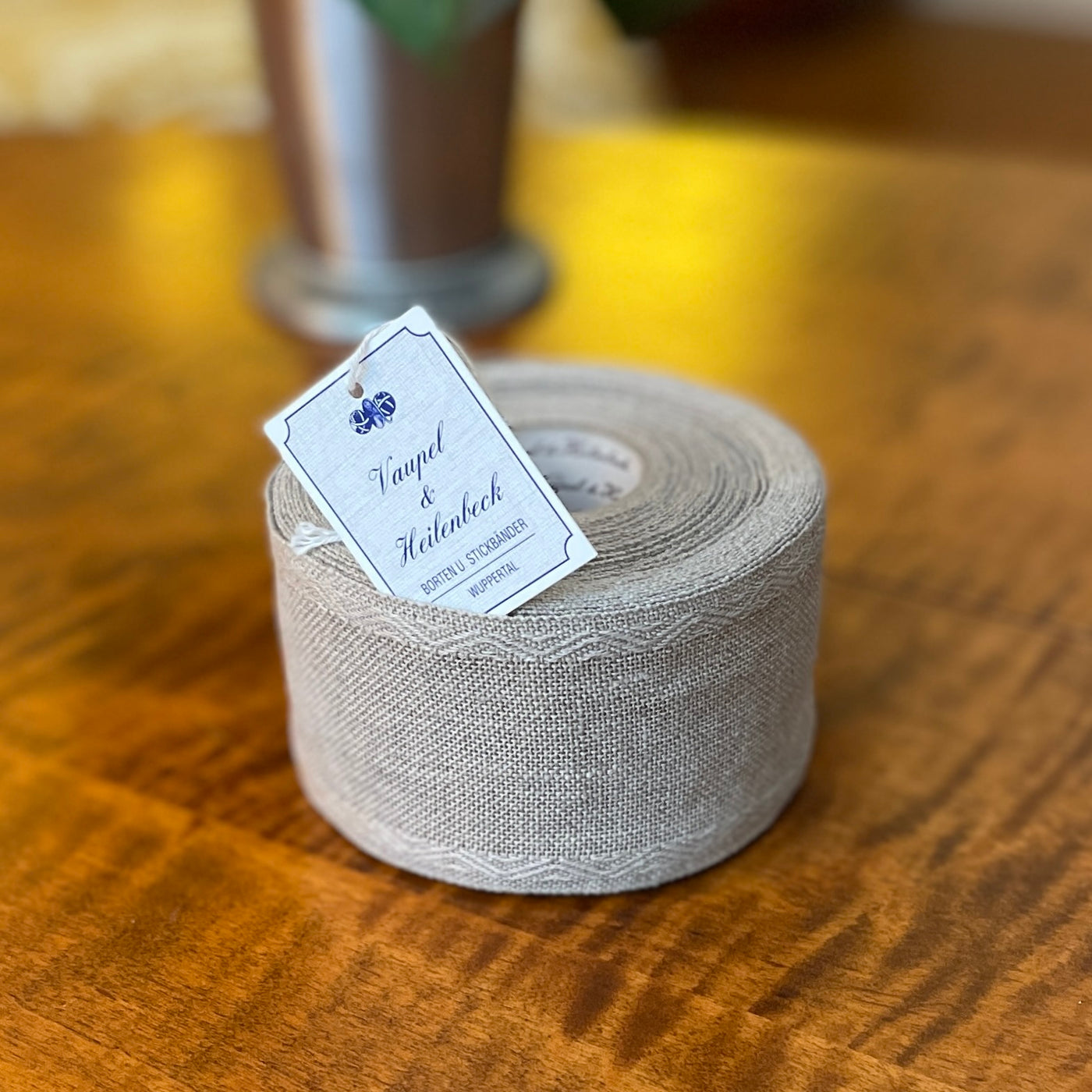 Vaupel & Heilenbeck Linen Banding - Natural / Jacquard Border 60 mm 981-60-1
