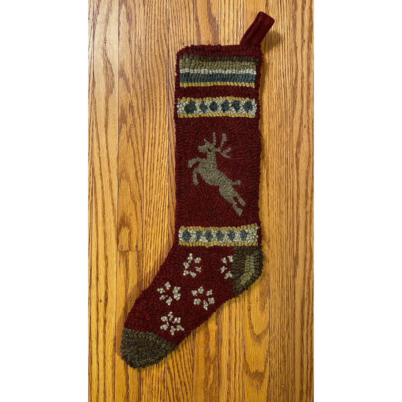 Payton's Primitives Rug Hooking Pattern - Prancer Stocking