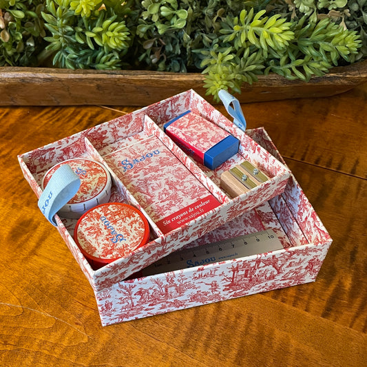 Sajou Stationery Box ~ Red Toile de Jouy