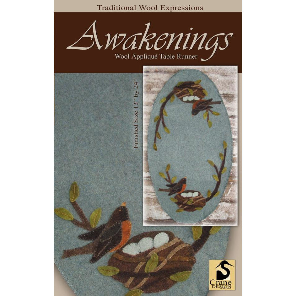 Crane Design ~ Awakenings Wool Applique Pattern