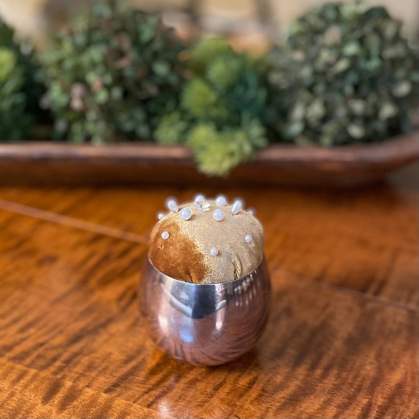 Vintage Velvet Pincushion ~ Gold