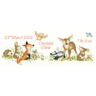 Bothy Threads ~ Woodland Welcome Baby Sampler Cross Stitch Kit
