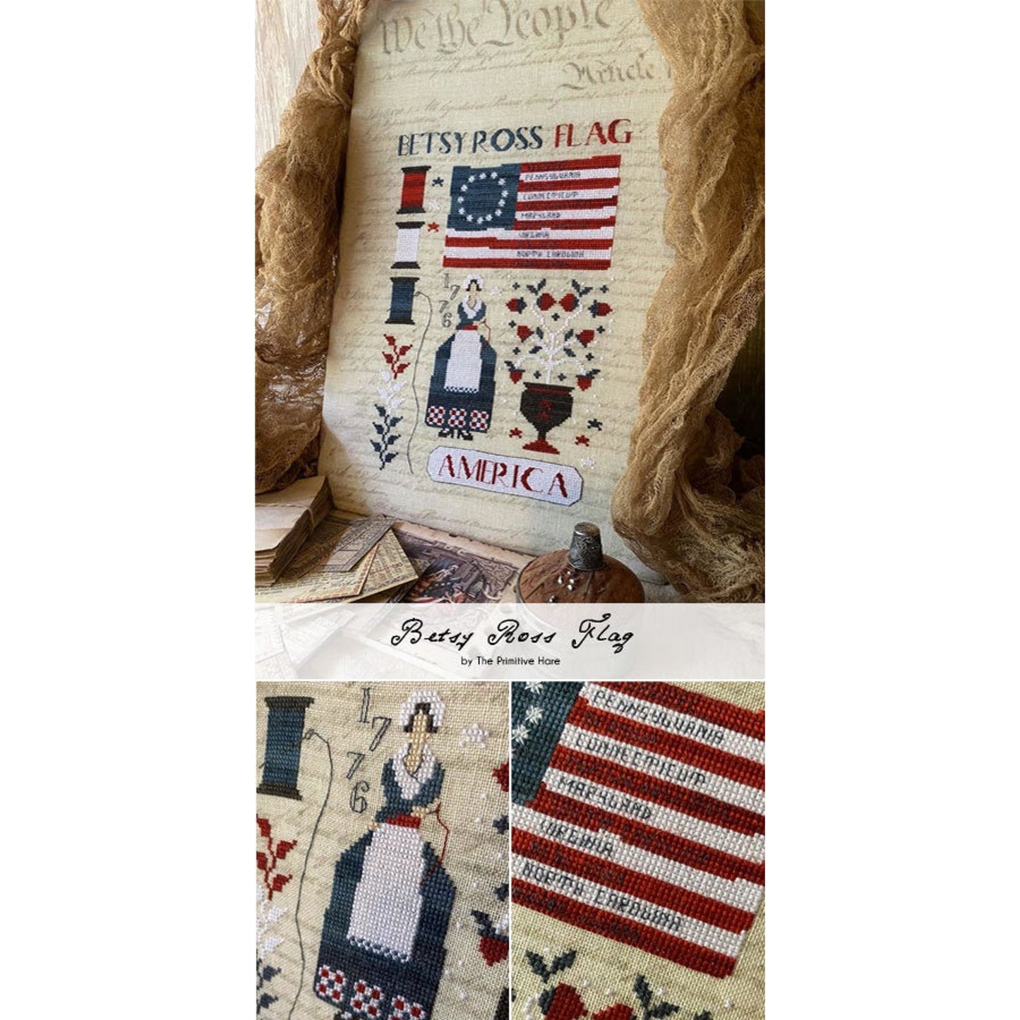 Primitive Hare ~ Betsy Ross Flag Pattern