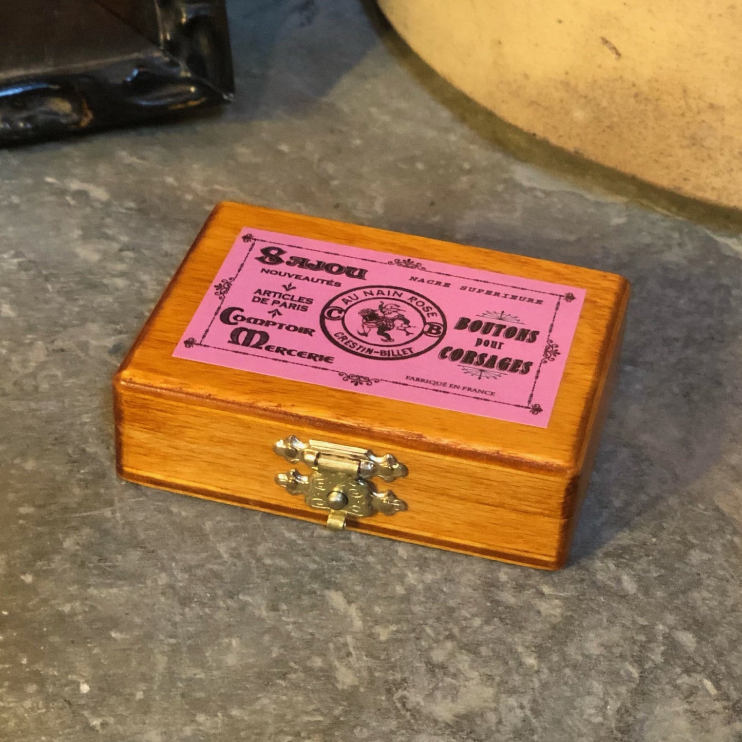 Sajou Miniature Wooden Box ~ Pink