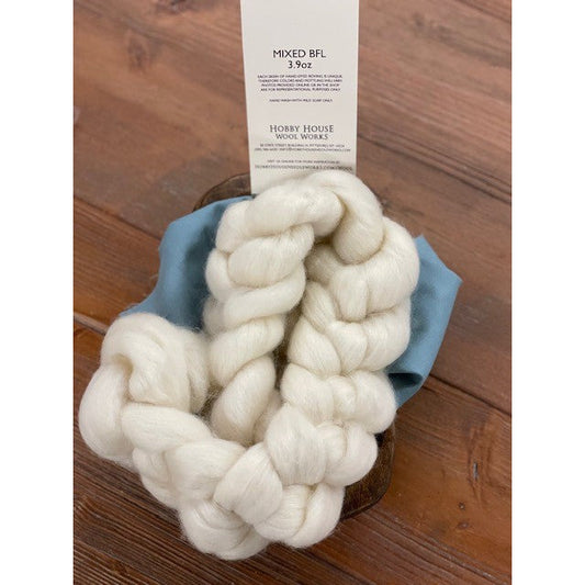 Mixed BFL Wool Roving Braid ~ Natural