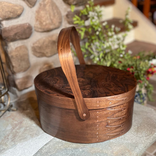 Suffolk Shaker Shop Shaker Oval #6 Sewing Box in Walnut